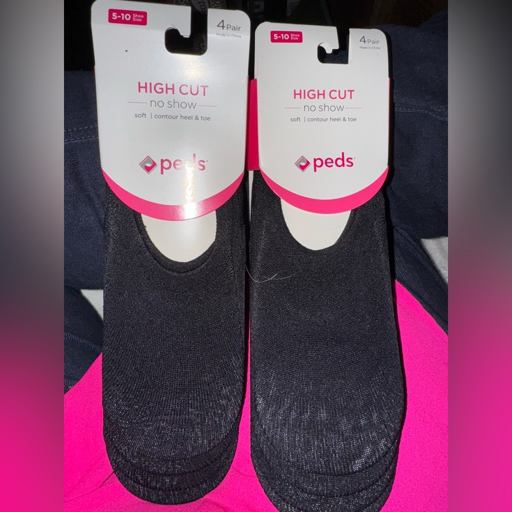 Peds Black No Show Socks 8 pair total